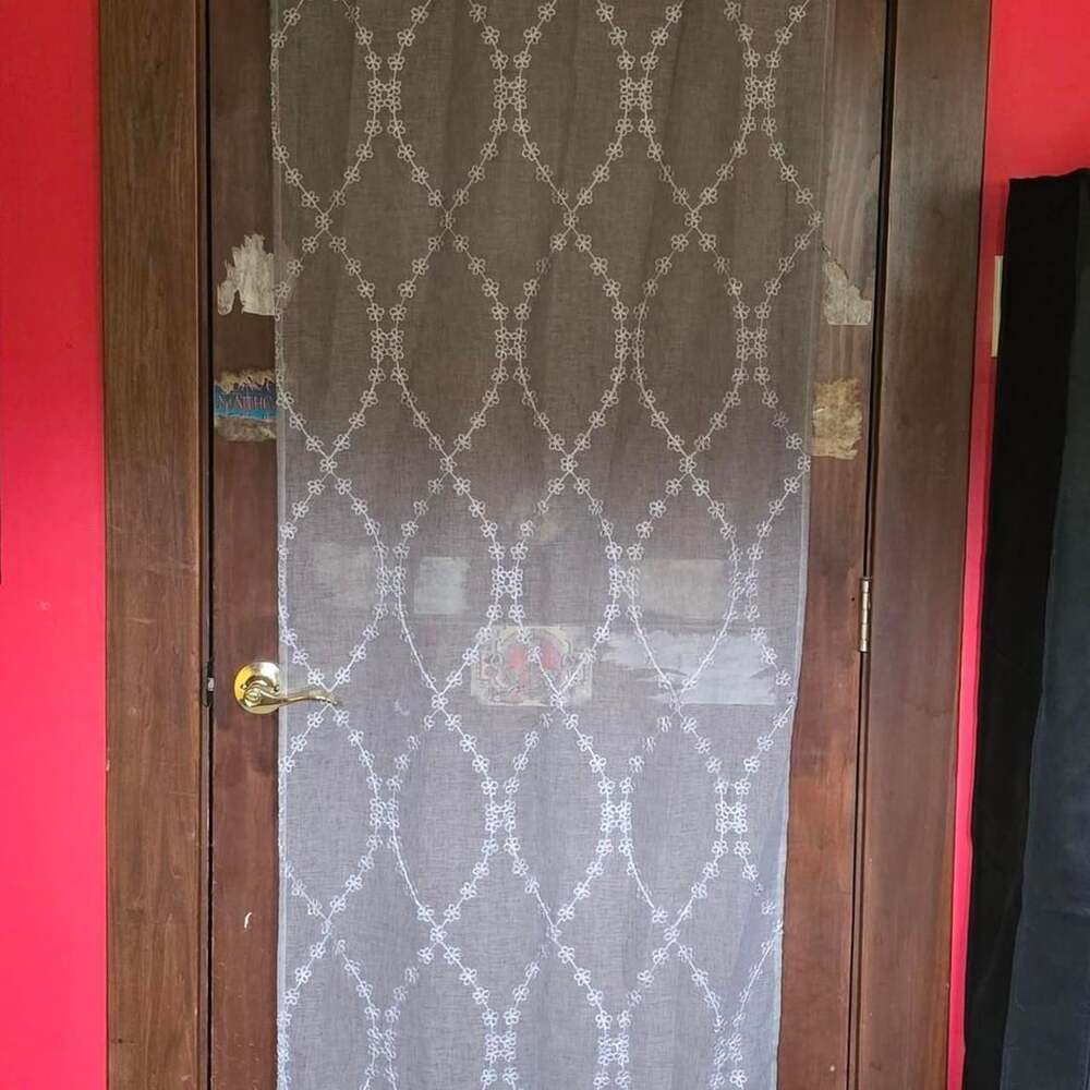 Layla Sheer Curtain 28x84 Gray Floral Pattern Panel